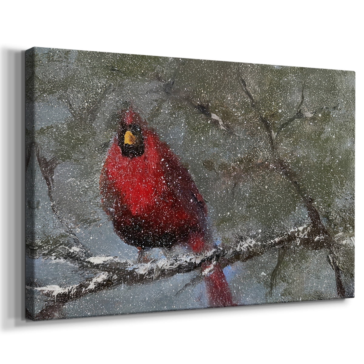 Cardinal in Snow I- Gallery Wrapped Canvas
