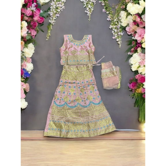 Traditional Girls Lehenga Choli Set, Cultural Wear for Kids,020