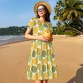 thumbnail image 5 of Spring Summer Dresses for Women 2025 - Bee Honey Wedding Guest Dresses, Beach Vacation Clothes, Hawaiian Sundresses Casual Short Sleeve Dress for Women with Pockets, 5 of 7