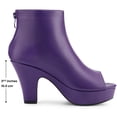 thumbnail image 2 of BLISSFUL STEP Women's Ankle Boots Faux Leather Peep Toe Platform Chunky Heel Back Zip Boots Purple 10, 2 of 5