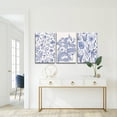 thumbnail image 4 of Blue Flower Plant Large Wall Art Canvas Framed Print Set Of 3 Classic Chinoiserie Poster Floral Pictures Painting Watercolor Artwork Home Decor for Living Room Bedroom Bathroom (12"X16"Framed), 4 of 6
