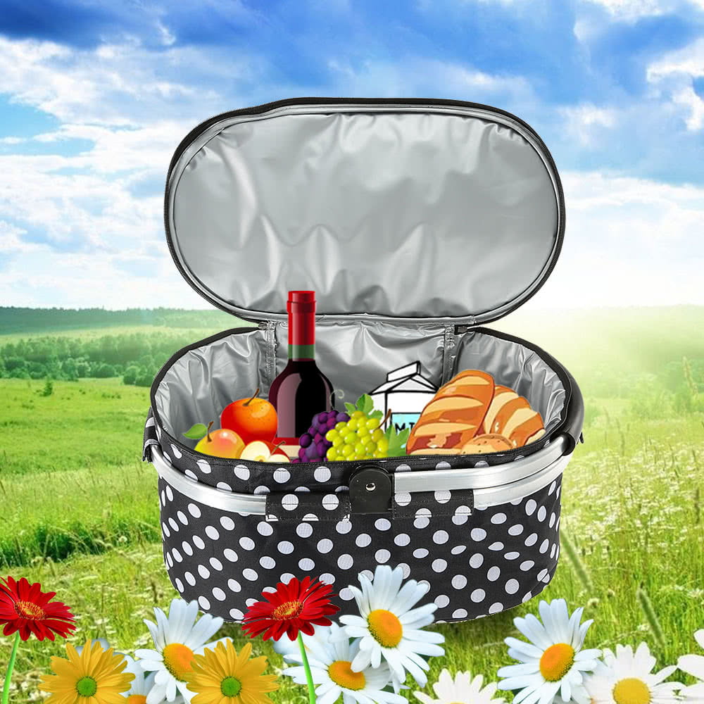 30L Foldable Picnic Basket Outdoor Insulated Storage Basket Shopping ...