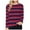 Womens Wine 3/4 Sleeve Striped T-Shirts, variant on Olyvenn Women's Long Sleeve Crew Neck T-Shirt Red Blue Horizontal Striped Loose Pullover Tops Basic Tee Tunic Black 12