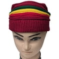 thumbnail image 2 of Burgundy Rasta Reggae Style Winter Ski Crochet Beret Baggy Oversize Slouchy Beanie Hat, 2 of 3