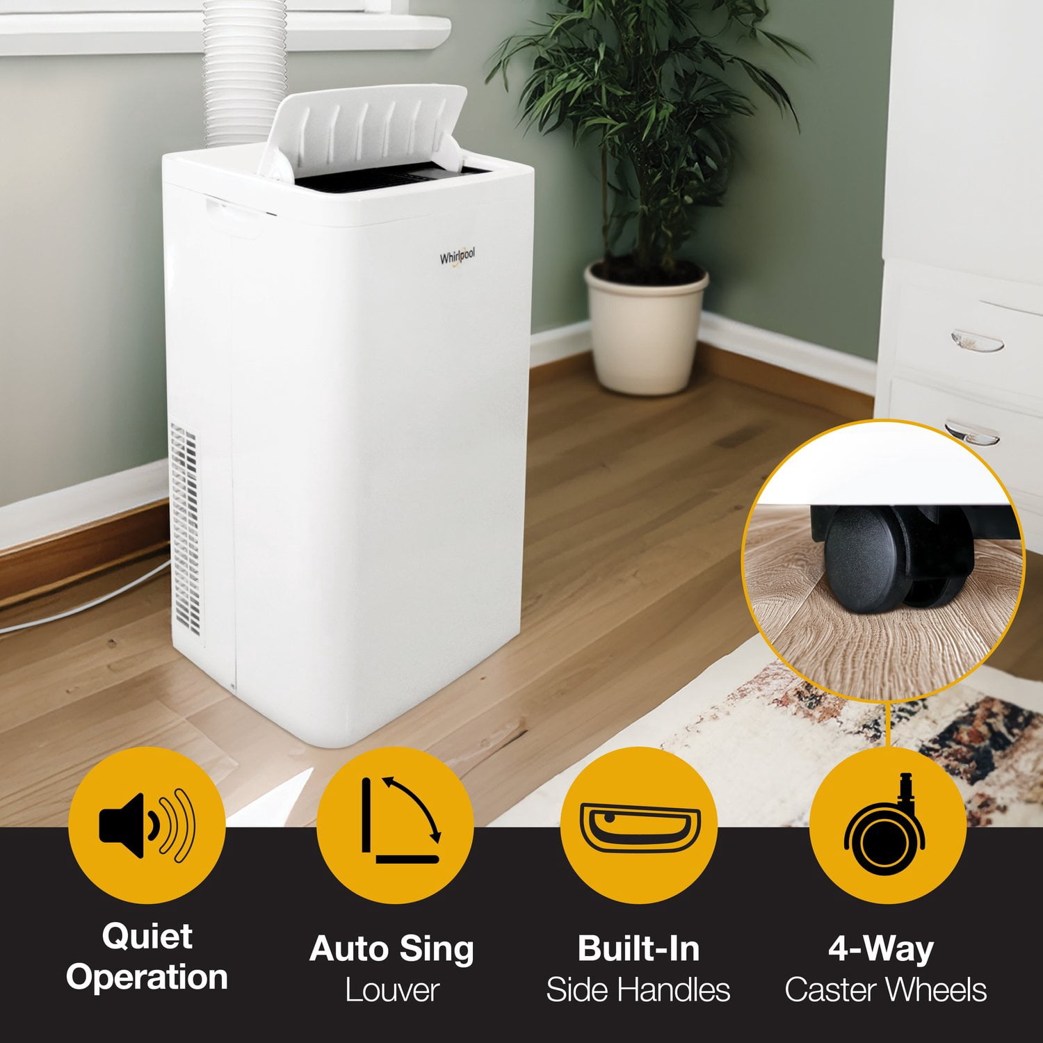 Whirlpool 12,000 BTU ASHRAE (8,300 BTU SACC) Portable Air Conditioner, WHNP121AW