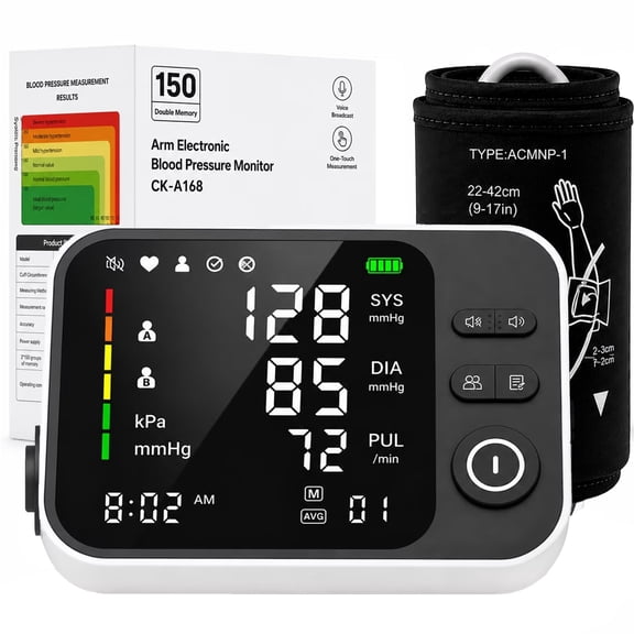 Moonsun Automatic Upper Arm Blood Pressure Monitor,Voice Broadcast with Quick Mute, Large Cuff 8.7”-16.6”, 2-User Memory, for Home Use