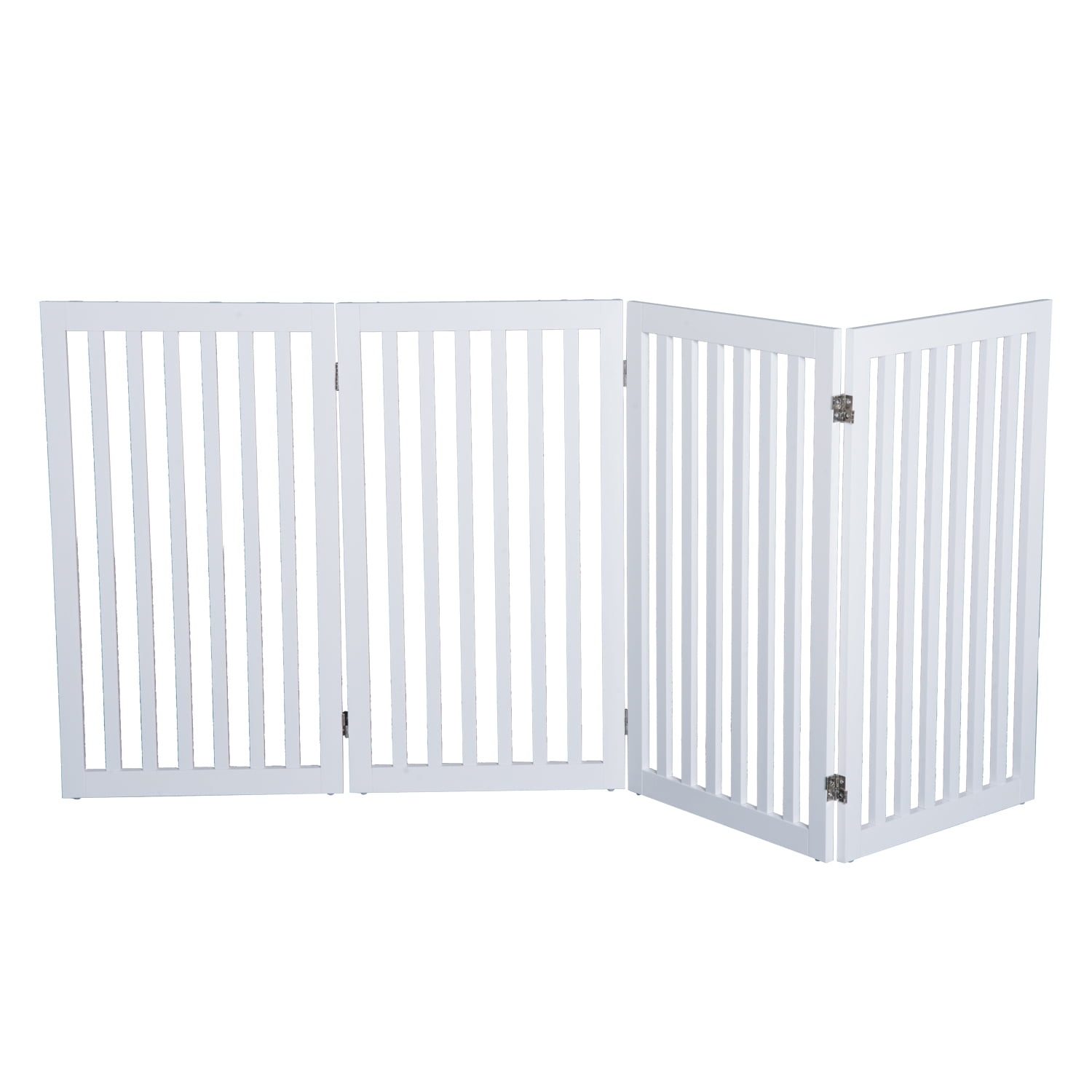 PawHut 30"H Wooden Freestanding 4 Panel Expandable Pet Gate, White