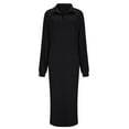 thumbnail image 3 of Oversized Sweater Dress for Women Lapel V Neck Long Sleeve Casual Warm Chunky Knit Fall Winter Maxi Dresses, 3 of 8