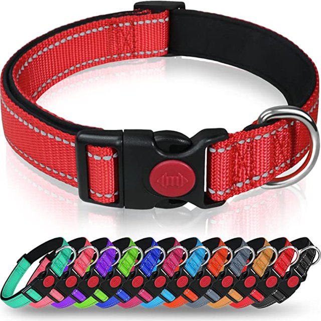 Collar reflectante para perros con hebilla de bloqueo de seguridad, collares ajustables de nailon para perros extragrandes, rojo M2.0*50cm Sailing Electrónica