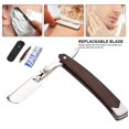 thumbnail image 4 of Mango De Madera Retro + 10 Piezas Cabeza De Cuchilla Afeitadora Afeitadora Plegable Herramienta De Cuidado De Limpieza Facial Masculina Kearding CE002142-00, 4 of 7
