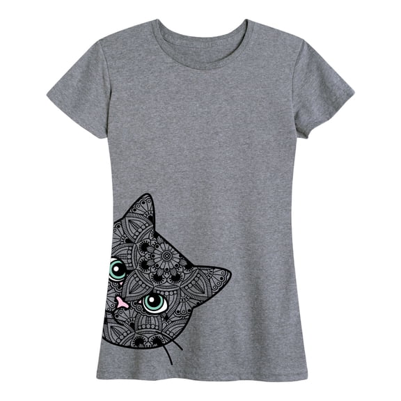 Instant Message - Peeking Decorative Cat - Women's Short Sleeve Graphic T-shirt