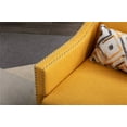 thumbnail image 5 of Accent Chair with Arms, Mid Century Modern Decorative Side Chair, Upholstered Reading Chair with Wood Legs Nailhead Studded Wingback, Linen Fabric Chair for Living, Room, Bedroom, Yellow, 5 of 7