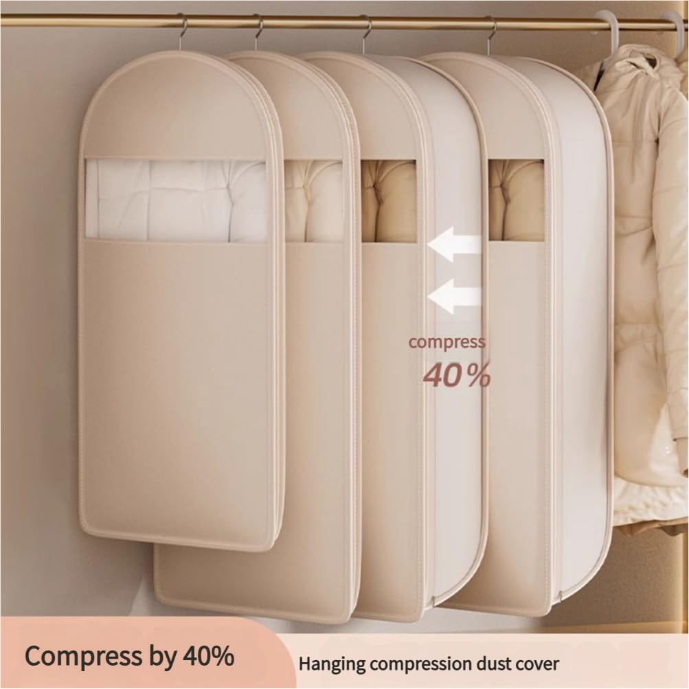 Space Saving Garment Bag with Compression Zipper – 3PCS Space Saving Hanging Garment Bag for Down Coats, Dust-Proof, Hanging Organizer S/M/L