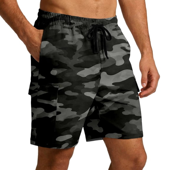 Mens Camo Shorts Loose Fit Cargo Shorts for Men Multi Pocket Lightweight Fishing Hiking Cargo Shorts