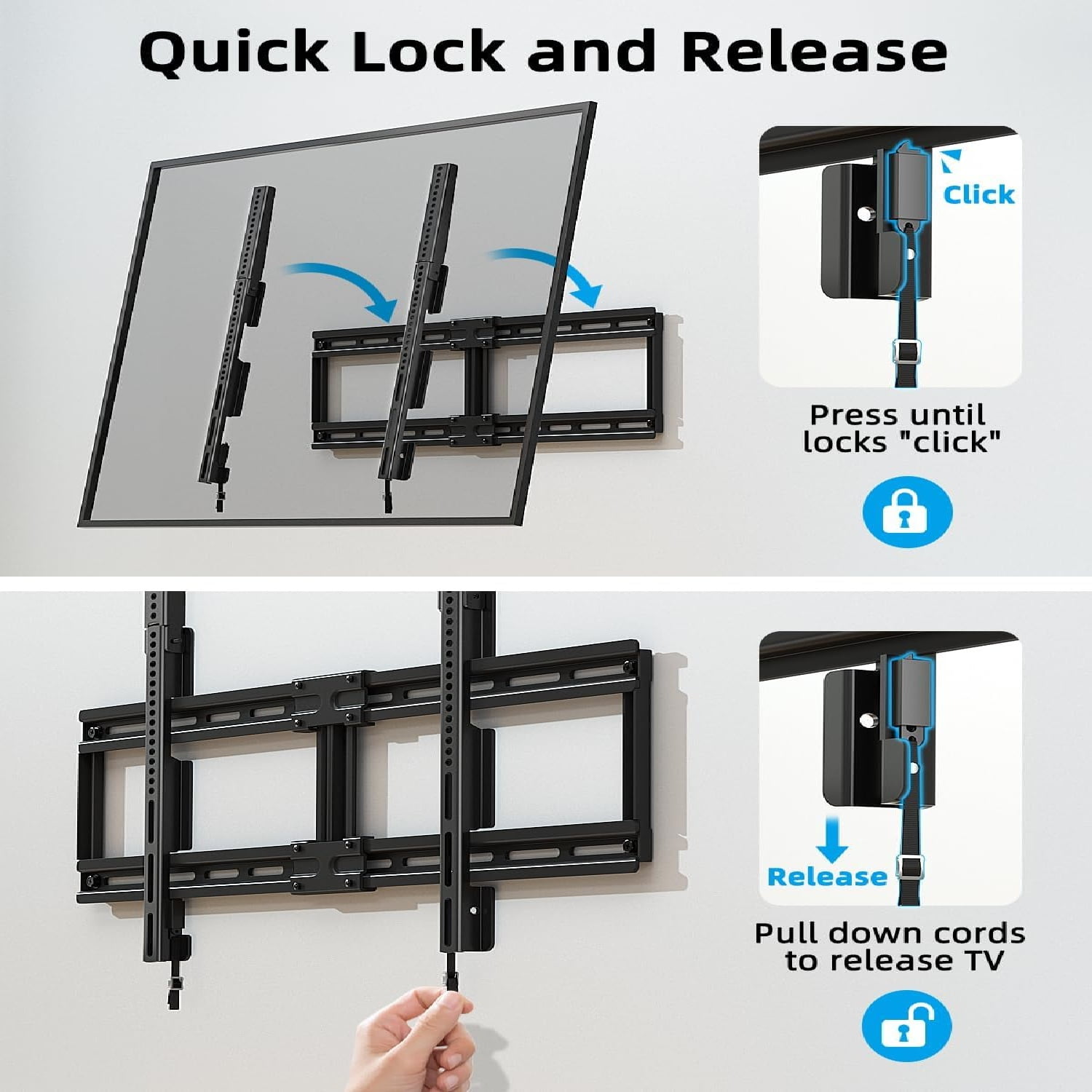 Fixed TV Wall Mount for Most 42"-100" Flat Curved TVs- 0.86'' Ultra Slim, Low Profile TV Mount Fits 8"-32" Studs, Heavy Duty Bracket Mounts for Large TVs, Max VESA 800X600mm, Up to 200lbs