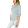 thumbnail image 7 of ToBeInStyle Women's Long Roll-Up Sleeve Ladder-Back Pocket Top - Heather Grey - Medium, 7 of 7