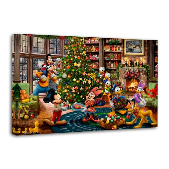 Christmas Mickey And Minnie Trimming The Tree Canvas Wall Art Prints Poster Gifts Photo Picture Painting Posters Room Decor Home Decorative 12x18inch(30x45cm)