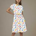 thumbnail image 2 of GERsome Girls' Short-Sleeve Dress Crewneck A-Line Sundress Summer Casual Midi Dresses for 4-14 Years Kids, 2 of 5