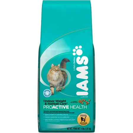 Iams ProActive Health Dry Cat Food, Indoor Weight & Hairball Care 4lb Bag