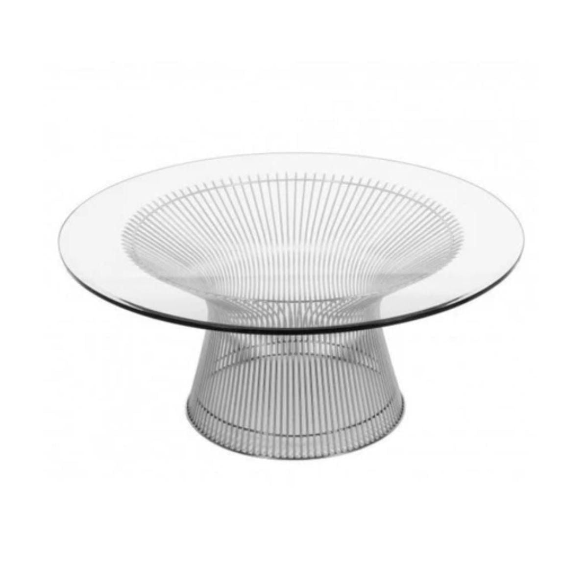 Snyder Modern Coffee Table chrome finish and a tempered glass top, complimented by a durable stainless steel base