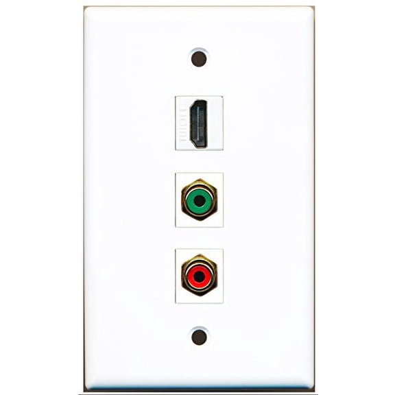 RiteAV - 1 Port HDMI and 1 Port RCA Red and 1 Port RCA Green Wall Plate