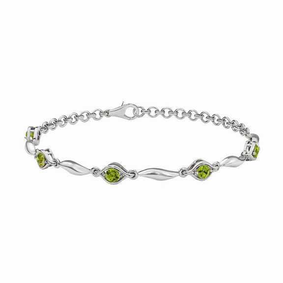Peridot Bracelet in Sterling Silver - Green Bracelets for Women Adjustable Engagement Wedding Jewelry Size - 7.25 Inches Birthday Christmas Gifts