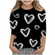 thumbnail image 2 of Blusas y camisas de cuello redondo y manga larga para niños, blusas/camisas de poliéster con estampado de corazones, mangas 3/4 y cuello redondo, elegantes e informales., 2 of 5