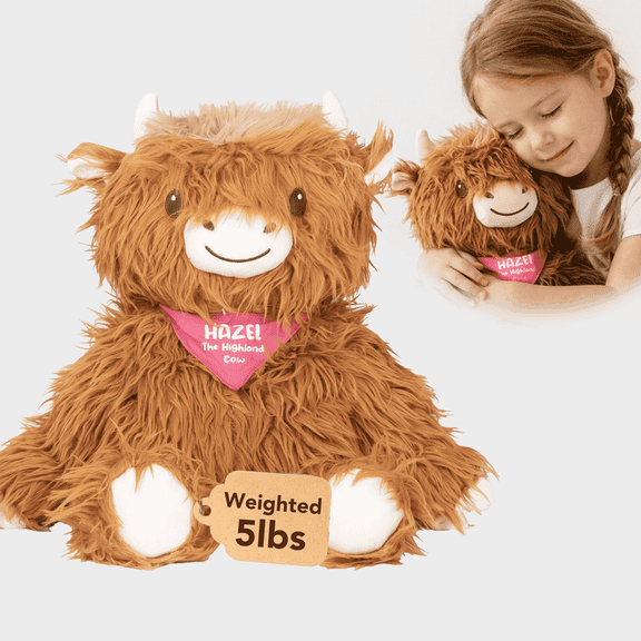 Lilly’s Love 5lb Weighted Stuffed Animal for Anxiety Relief, Hazel the highland Cow, Sensory Plush for Kids & Adults
