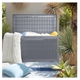 thumbnail image 7 of SONGMY 100 Gallon Resin Deck Box with Cushion, Waterproof Outdoor Storage Box with Lockable Lid for Garden Tools, Patio Cushions (Gray), 7 of 7