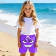 thumbnail image 7 of Girls Shorts Size 13-14Y Kids Smirk Face Print Drawstring Swim Shorts, 7 of 7