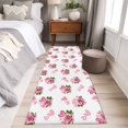 thumbnail image 4 of Runner Rug 2'x6', Pink Roses Washable Non-Slip Hallway Runner Rugs, Valentine's Day Flowers Love White Romantic Bedside Rugs Floor Mats Carpet Runners for Kitchen Bathroom Laundry Room, 4 of 8