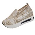 thumbnail image 3 of YOUYEDIAN Loafers for Women Fashion Lace Deco Mesh Versatile Sequin Embroidered Platform Flats Casual Round Toe Slip On Comfy Breathable Walking Shoes, 3 of 5