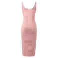 thumbnail image 5 of Women's Casual Stripe Sleeveless Round Neck Slim Dress, Split Hem, Polyester Blend, for Spring/Summer/Autumn, Multiple Sizes, 5 of 8