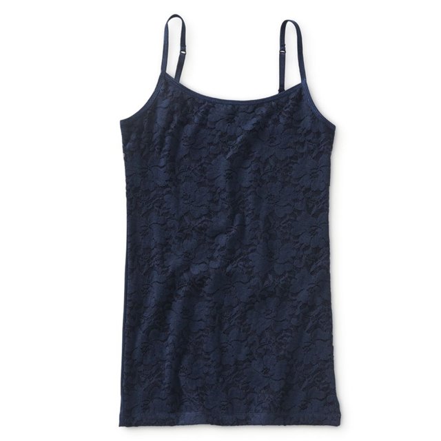 Aeropostale - Camiseta sin mangas elástica con encaje frontal para mujer, azul, grande Aeropostale Cami