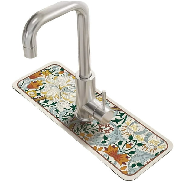 Tapetes para Grifo de Cocina Tapetes de Diatomita Suave Material Absorbente Tapetes para Fregadero de Baño Tapetes para Fregadero de Baño Se Pueden Cortar Fáciles de Limpiar