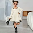 thumbnail image 5 of Vividxx Girls Dresses Square Neck School Casual Dress Kids Toddler Fall Long Sleeve Dress for Casual Birthday Party 9-10 Years, 5 of 7