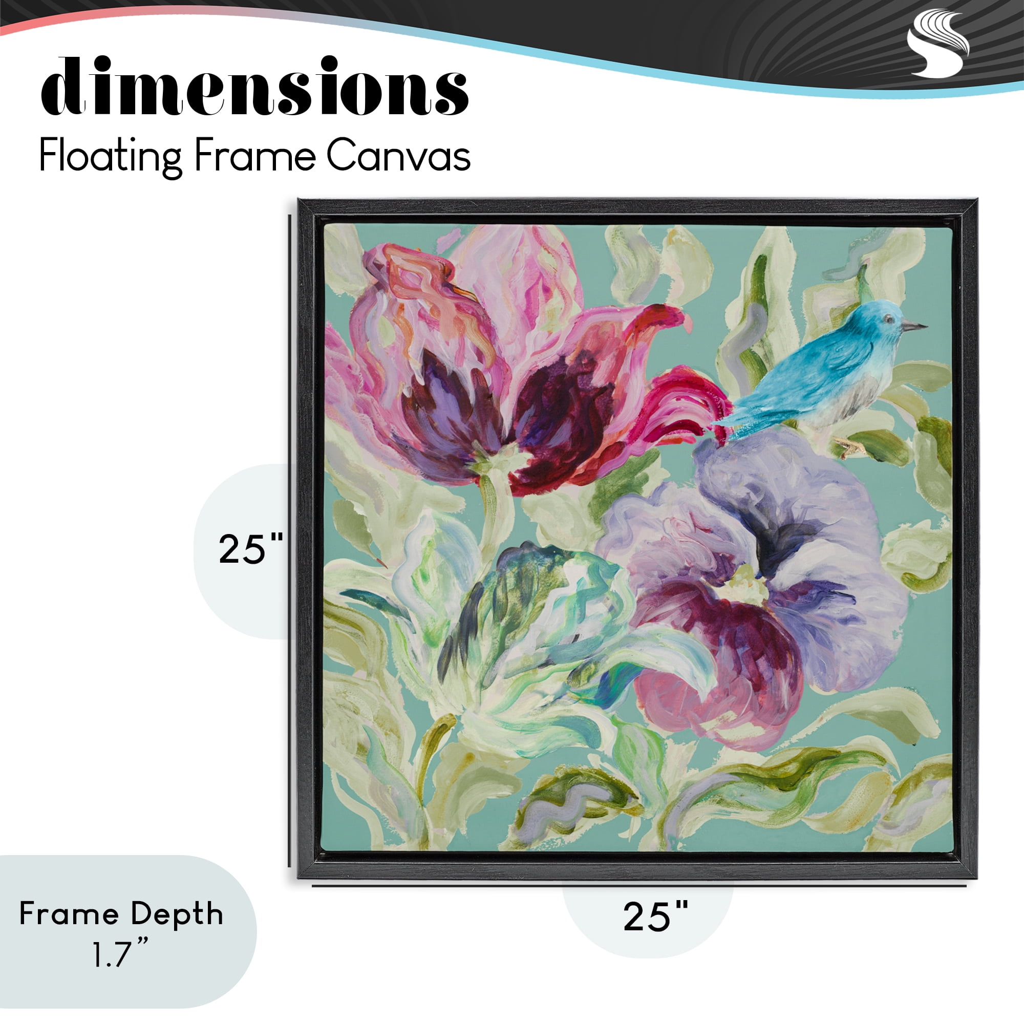 Stupell Industries Lyrical Garden Strokes Black Framed Floater Canvas Wall Art, design by Lanie Loreth
