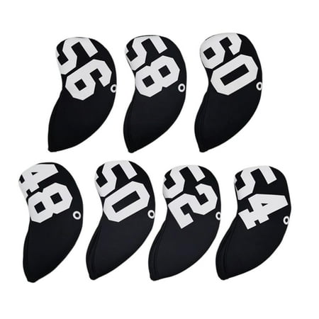 7 Pieces Scratch Golf Club Headcover  Covers with Degree 60 degree  48 degree  50 degree  52 degree  54 degree  56 degree  58 degree for Sports Accessories  Traveling - Black