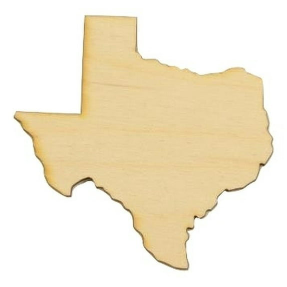 Package of 1, Medium 12" x 11.75" x 0.5" Baltic Birch Plywood Texas State Wood Cutout for Art and Craft Project, Made in USA