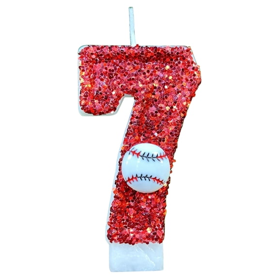 IMossad Red Glitter Number 7 Baseball Cake Topper - Perfect for Birthday Party Decorations, Cupcake Toppers for Kids and Adults, Baseball Theme