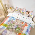 thumbnail image 2 of Erosebridal Cartoon Easter Eggs Kids Queen Duvet Cover Set,Kawaii Bunny Colorful Loves Pink Tulip Girls Bedding Reversible 3 Pieces,No Comforter, 2 of 6