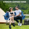 thumbnail image 3 of Double Camping Chair for Adults, 2 Person Loveseat Camping Chair with Cup & Wine Glass Holder, Portable Padded Double Folding Lawn Chair for Outdoor Camp Picnic Sports, Support 500LBS (Blue), 3 of 7