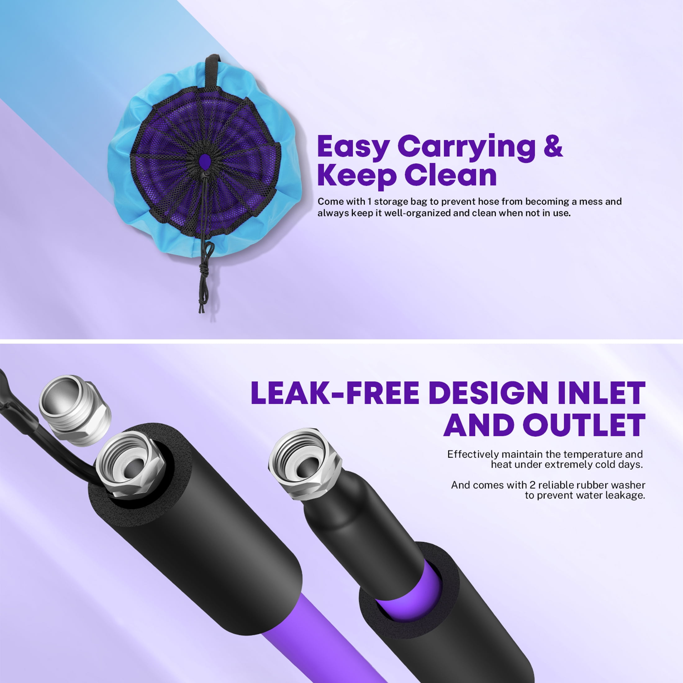 Kohree 25 FT Heated Water Hose with Storage Bag for RV,Drinking Water Hose Antifreeze to -40℉ for Trailer,Truck,Garden-(Purple)