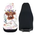 thumbnail image 4 of Renewold Highland Cow Floral Violet Car Seat Cover for Women Men, Non-slip Front Bench Protection Breathable Auto Accessories Universal Fit Most Vehicles, 4 of 7