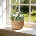 thumbnail image 5 of Woven Planter Basket with Woven Handles Rattan Grass Woven Flower Basket Flower Pot Decoration Breathable Plant Container Plant Basket for Office Home Living Room Farmhouse Lawn, 5 of 5