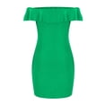 thumbnail image 6 of Uaswgudfs ​Sleeveless Off-Shoulder Midi Sundress - Summer Dresses for Women 2025 Casual Ribbed Dress with Ruffled Neckline Detail Green XL, 6 of 7