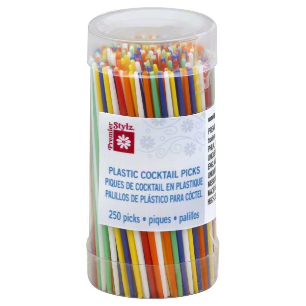 Large Plastic Toothpicks, 2.75 in, Assorted, 250ct