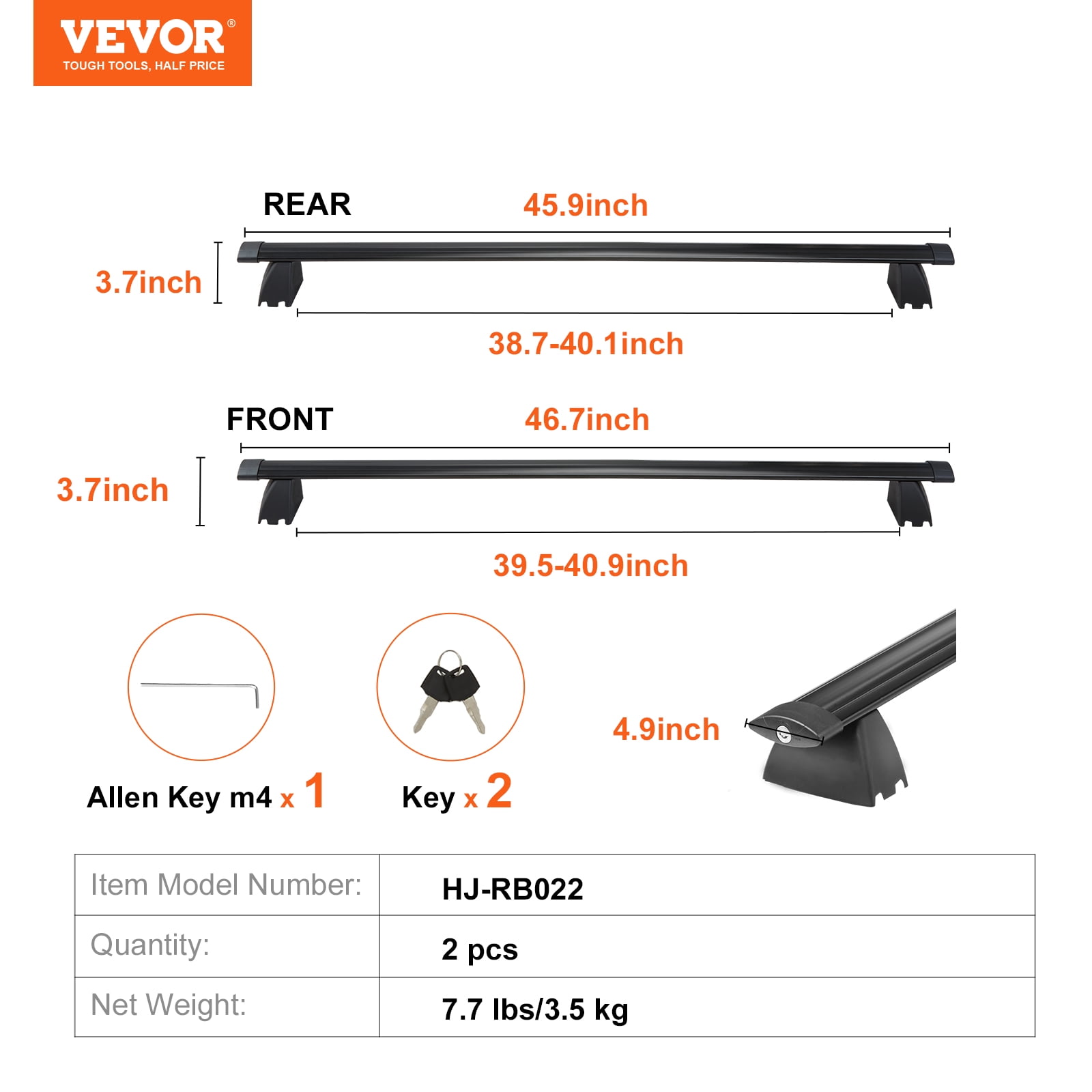 VEVOR Roof Rack Cross Bars, Compatible with 2011-2021 Jeep Grand Cherokee with Grooved Side Rails, 200lbs. Load Capacity, Aluminum Crossbars with Locks, for Rooftop Cargo Carrier Bag Luggage