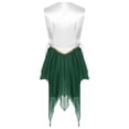 thumbnail image 2 of TiaoBug Womens Color Block Praise Lyrical Dance Dress Tunic Sides Split Irregular Liturgical Dancewear Green S, 2 of 5