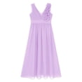 thumbnail image 5 of Alvivi Kids Junior Girl Bridesmaid Wedding Dress Sleeveless V Neck Long A-Line Summer Dresses Lavender 8, 5 of 7